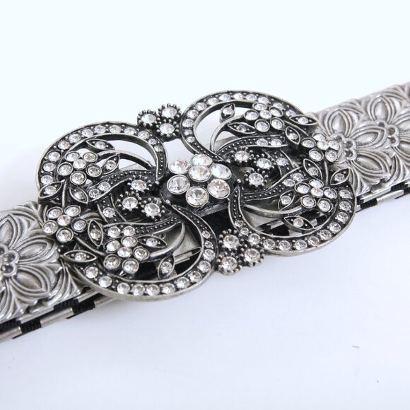 Accessories - NWOT Silver Metal Scales Belt with Rhinestone Buckle